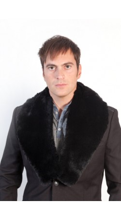 Black rex fur collar - unisex